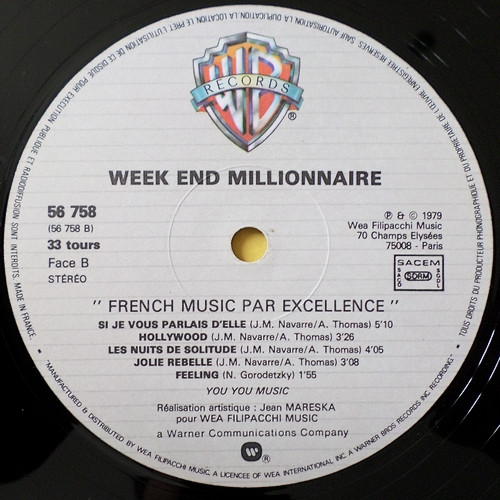 Weekend Millionnaire - French Music Par Excellence | Warner Bros. Records (56 758) - 4