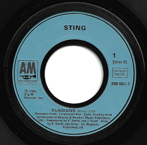 Sting - Russians | A&M Records (390 061-7) - 3