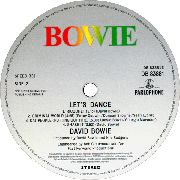 David Bowie - Let's Dance | Parlophone (DB 83881) - 3 David Bowie - Let's Dance | Parlophone (DB 83881) - 3