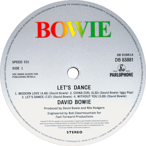 David Bowie - Let's Dance | Parlophone (DB 83881) - 2 David Bowie - Let's Dance | Parlophone (DB 83881) - 2