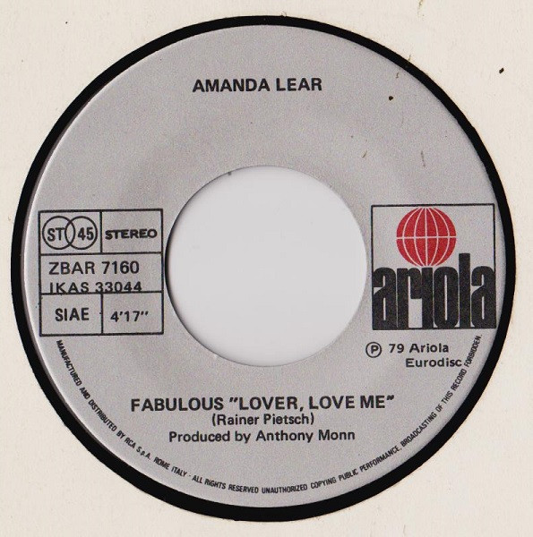 Amanda Lear - Fabulous Lover, Love Me | Ariola (ZBAR 7160) - 3