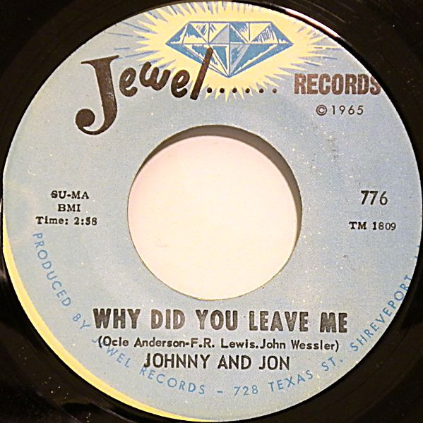 Johnny And Jon - Why Did You Leave Me | Jewel Records (776) - main Johnny And Jon - Why Did You Leave Me | Jewel Records (776) - main