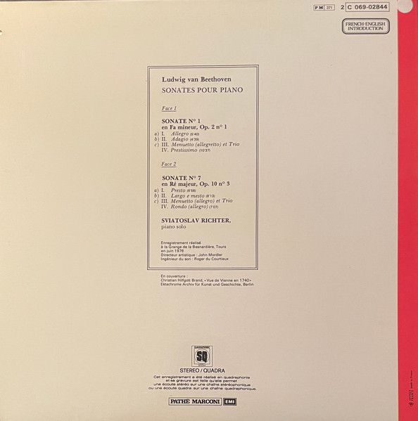 Ludwig van Beethoven , Sviatoslav Richter - Sonates Pour le Piano : N°1 En Fa Mineur / N°7 En Ré Majeur | La Voix De Son Maître (2 C 069-02844) - 4