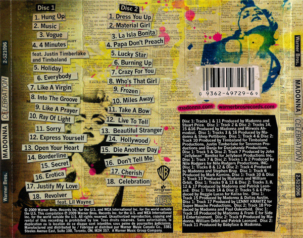 Madonna - Celebration | Warner Bros. Records (2-521096) - 2
