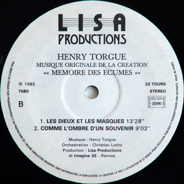 Henry Torgue - Mémoire Des Ecumes | Lisa Productions (7080) - 4 Henry Torgue - Mémoire Des Ecumes | Lisa Productions (7080) - 4