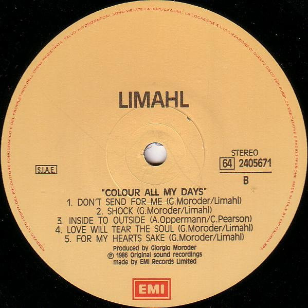 Limahl - Colour All My Days | EMI (64 2405671) - 4 Limahl - Colour All My Days | EMI (64 2405671) - 4