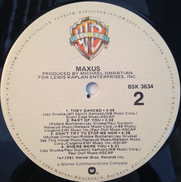 Maxus - Maxus | Warner Bros. Records (BSK 3634) - 4