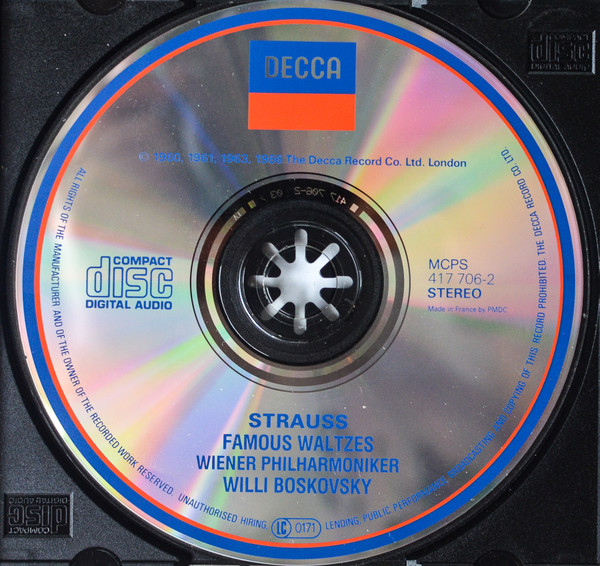 Johann Strauss Jr. - Willi Boskovsky , Wiener Philharmoniker - Famous Waltzes | Decca (417 706-2) - 3