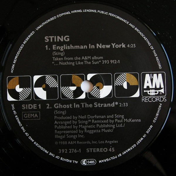 Sting - Englishman In New York | A&M Records (392 276-1) - 3 Sting - Englishman In New York | A&M Records (392 276-1) - 3
