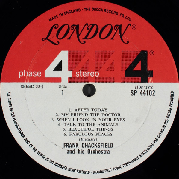 Frank Chacksfield & His Orchestra - Music From Doctor Dolittle | London Records (SP 44102) - 4 Frank Chacksfield & His Orchestra - Music From Doctor Dolittle | London Records (SP 44102) - 4