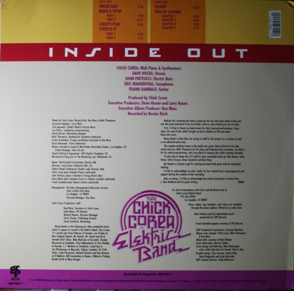 The Chick Corea Elektric Band - Inside Out | GRP (GRP-9601-1) - 2