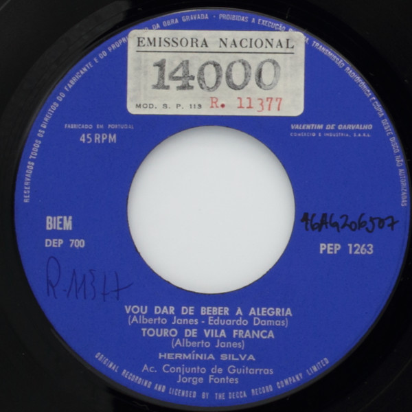 Hermínia Silva - Vou Dar De Beber À Alegria | Decca (PEP 1263) - 3
