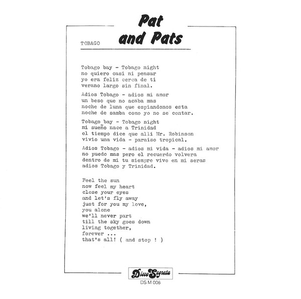 Pat And Pats - Tobago | Disco Segreta (DS M 006) - 3 Pat And Pats - Tobago | Disco Segreta (DS M 006) - 3