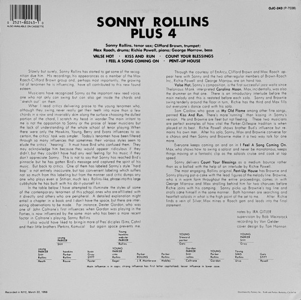 Sonny Rollins - Plus 4 | Original Jazz Classics (OJC-243) - 2