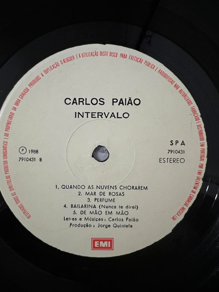 Carlos Paião - Intervalo | EMI (7910431) - 3