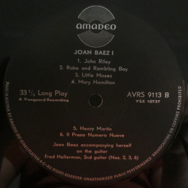 Joan Baez - 1 | Amadeo (AVRS 9113) - 4 Joan Baez - 1 | Amadeo (AVRS 9113) - 4
