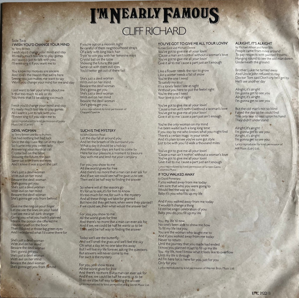 Cliff Richard - I'm Nearly Famous | EMI Records Ltd. (EMC 3122) - 4