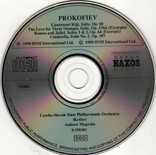 Sergei Prokofiev , Slovak State Philharmonic Orchestra, Košice , Andrew Mogrelia - Orchestral Suites | Naxos (8.550381) - 3