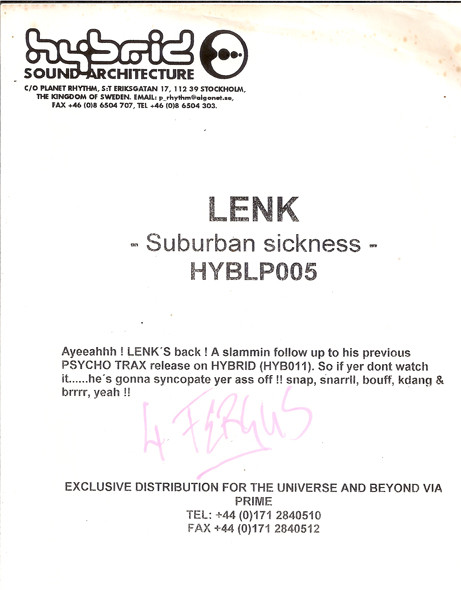 Lenk - Suburban Sickness | Hybrid (HYBLP 005)