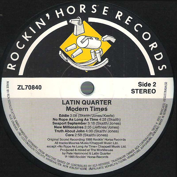 Latin Quarter - Modern Times | Rockin' Horse Records (ZL 70840) - 4 Latin Quarter - Modern Times | Rockin' Horse Records (ZL 70840) - 4