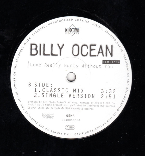 Billy Ocean - Love Really Hurts Without You '94 | Chocolate Records (0048050CHO) - 3 Billy Ocean - Love Really Hurts Without You '94 | Chocolate Records (0048050CHO) - 3