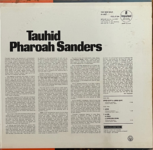 Pharoah Sanders - Tauhid | Impulse! (A. 9138) - 4