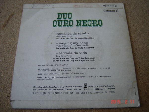 Duo Ouro Negro - Romança Da Rainha | Columbia (8E 016 40126 M) - 2