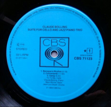 Claude Bolling & Yo-Yo Ma - Suite For Cello & Jazz Piano Trio | CBS (71123) - 3