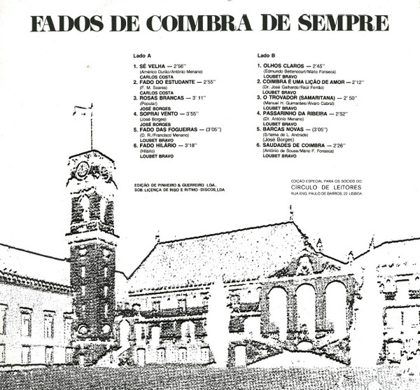 Various - Fados De Coimbra De Sempre | Pinheiro & Guerreiro, Lda. (PG-800 701) - 2