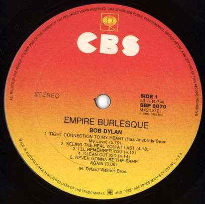 Bob Dylan - Empire Burlesque | CBS (SBP 8070) - 3 Bob Dylan - Empire Burlesque | CBS (SBP 8070) - 3