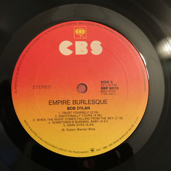 Bob Dylan - Empire Burlesque | CBS (SBP 8070) - 4 Bob Dylan - Empire Burlesque | CBS (SBP 8070) - 4