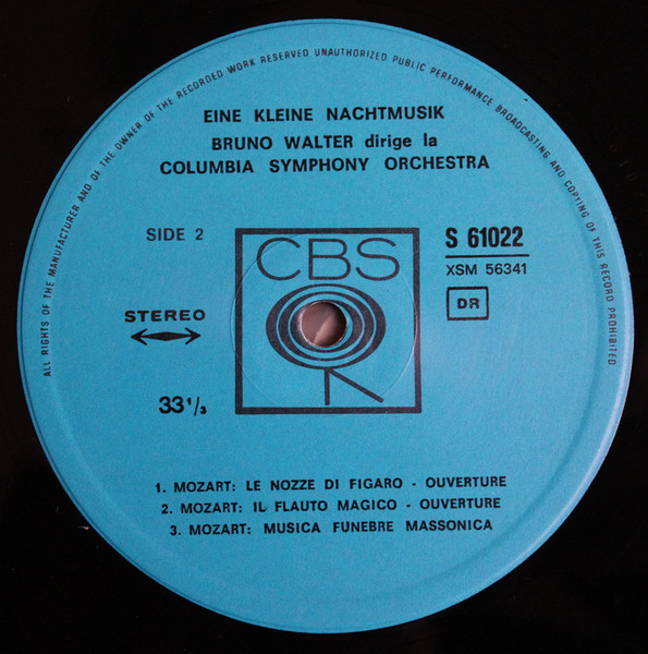 Wolfgang Amadeus Mozart , Bruno Walter Dirige La Columbia Symphony Orchestra - Eine Kleine Nachtmusik | CBS (S 61022) - 4 Wolfgang Amadeus Mozart , Bruno Walter Dirige La Columbia Symphony Orchestra - Eine Kleine Nachtmusik | CBS (S 61022) - 4