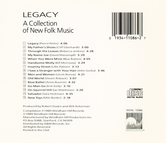 Various - Legacy - A Collection Of New Folk Music | Windham Hill Records (WH6-1086) - 2 Various - Legacy - A Collection Of New Folk Music | Windham Hill Records (WH6-1086) - 2