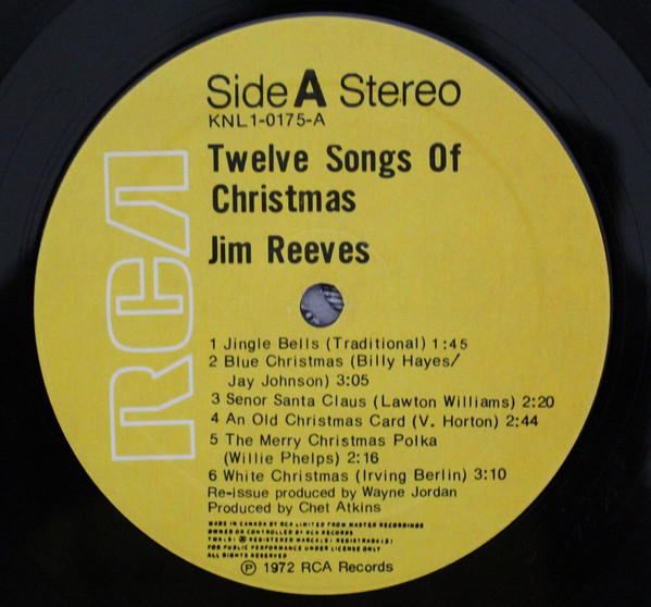 Jim Reeves - Twelve Songs Of Christmas | RCA (KNL1-0175) - 3 Jim Reeves - Twelve Songs Of Christmas | RCA (KNL1-0175) - 3