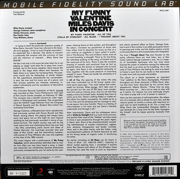 Miles Davis - My Funny Valentine - Miles Davis In Concert | Mobile Fidelity Sound Lab (MFSL 1-431) - 2