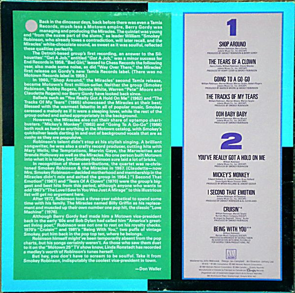 The Miracles - Great Songs And Performances That Inspired The Motown 25th Anniversary Television Special | Motown (M 316) - 2