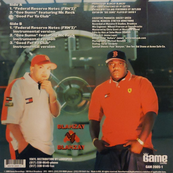 Blahzay Blahzay - Federal Reserve Notez (FRN'Z) / Gee Sums / Good For Ya Club | Game Recordings (GAM 2005-1) - 2 Blahzay Blahzay - Federal Reserve Notez (FRN'Z) / Gee Sums / Good For Ya Club | Game Recordings (GAM 2005-1) - 2