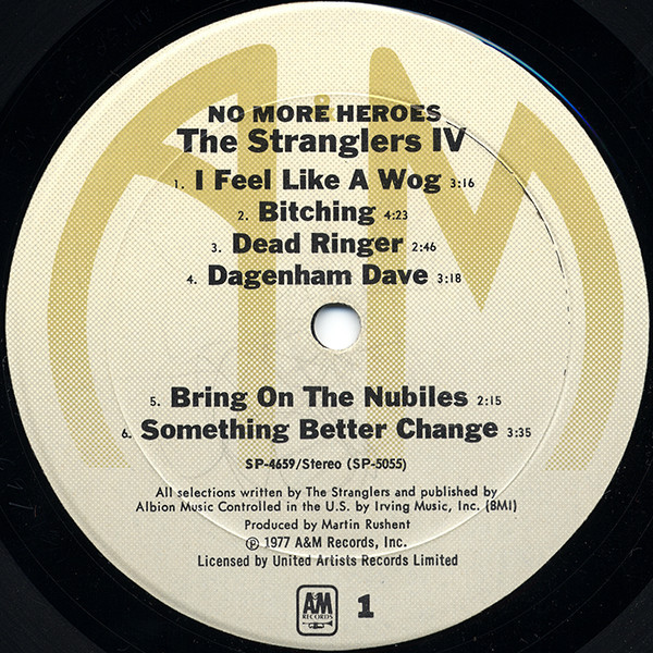 The Stranglers - No More Heroes | A&M Records (SP-4659) - 3
