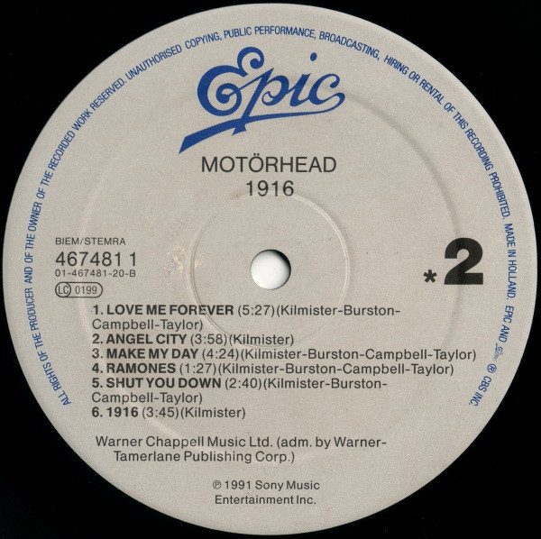 Motörhead - 1916 | WTG Records (467481 1) - 4