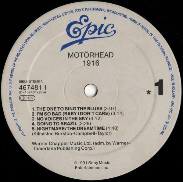 Motörhead - 1916 | WTG Records (467481 1) - 3