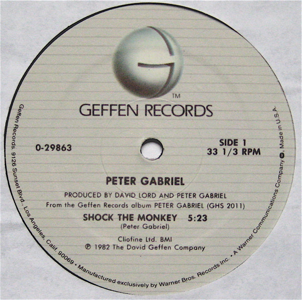 Peter Gabriel - Shock The Monkey | Geffen Records (9 29863-0 A) - 3 Peter Gabriel - Shock The Monkey | Geffen Records (9 29863-0 A) - 3