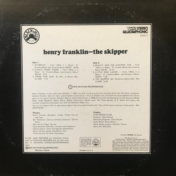 Henry Franklin - The Skipper | Black Jazz Records (BJQD/7) - 2 Henry Franklin - The Skipper | Black Jazz Records (BJQD/7) - 2