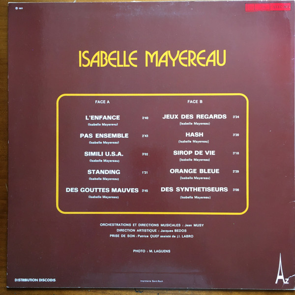 Isabelle Mayereau - Isabelle Mayereau [Vinyl] | Disc'Az (STEC 261) - 2