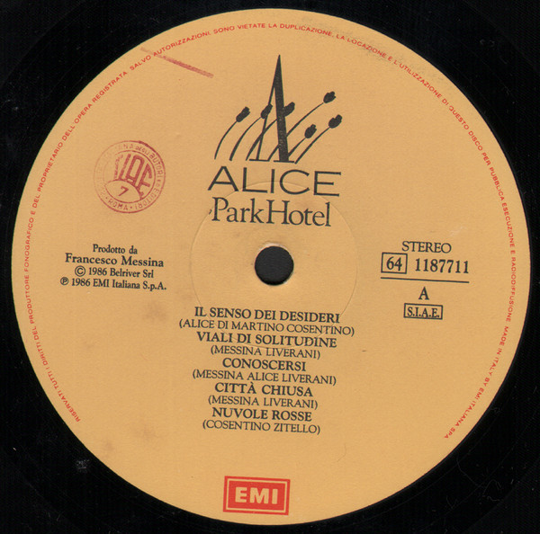 Alice - Park Hotel | EMI (64 1187711) - 3