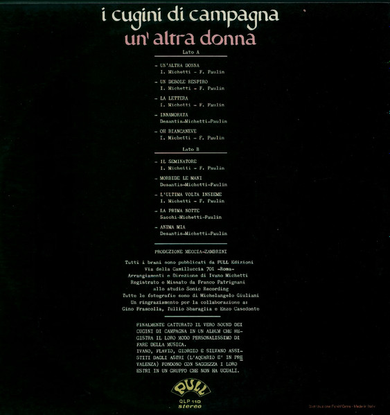 I Cugini Di Campagna - Un'Altra Donna | Pull (QLP. 110) - 2