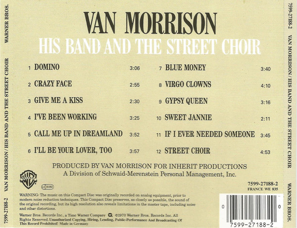 Van Morrison - His Band And The Street Choir | Warner Bros. Records (7599-27188-2) - 2