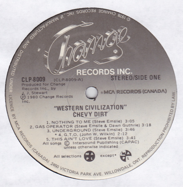 Chevy Dirt - Western Civilization | Change Records (CLP 8009) - 3 Chevy Dirt - Western Civilization | Change Records (CLP 8009) - 3