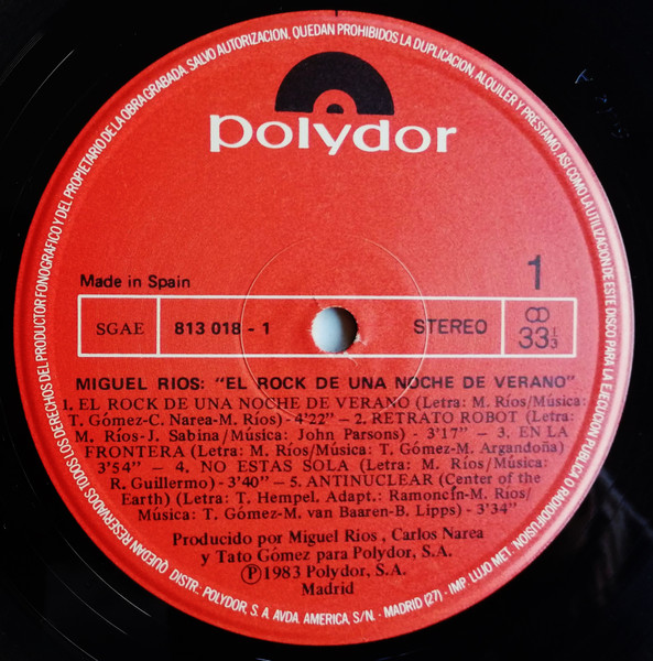 Miguel Ríos - El Rock De Una Noche De Verano | Polydor (813 018-1) - 3 Miguel Ríos - El Rock De Una Noche De Verano | Polydor (813 018-1) - 3