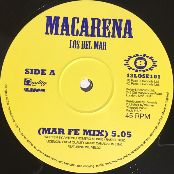 Los Del Mar - Macarena | Pulse-8 Records (12LOSE101) - 2