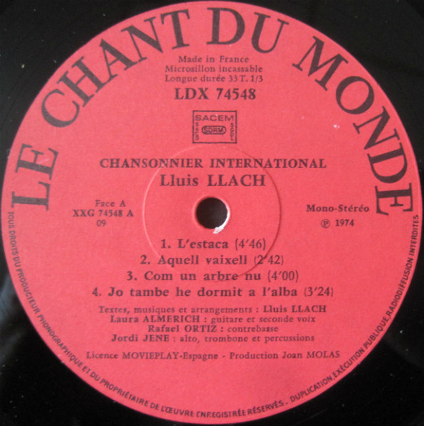 Lluis Llach - L'Estaca | Le Chant Du Monde (LDX 74547/48) - 3